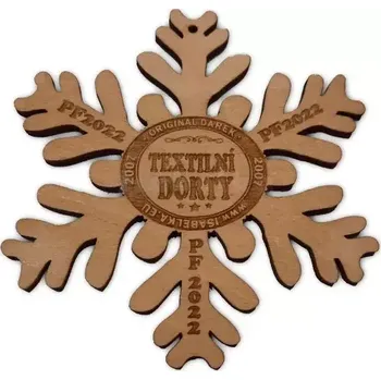 Vánoční dekorace Dřevěná vánoční vločka Textilní dorty PF
