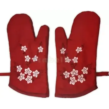 Chňapka Kuchyňská chňapka červená s výšivkou orchidej 1pár 27-1