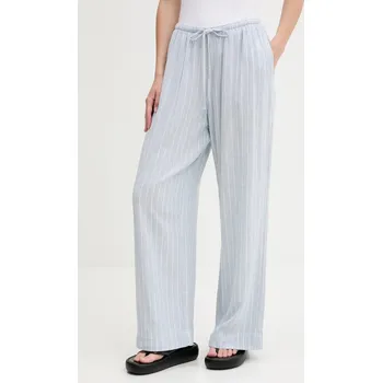 Dámské kalhoty Lněné kalhoty Abercrombie & Fitch dámské, modrá barva, široké, high waist, KI156-5205 KI156.5205.208 50X, vel. L