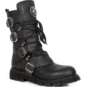 Pánská zimní obuv boty kožené unisex - VINTAGE FLOWER NEGRO - NEW ROCK - M.1473-S43 - 43