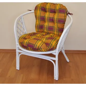 Axin Trading s.r.o. Ratanové křeslo Bahama bílé polstr okrová kostka