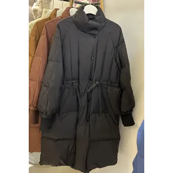 Dámská parka Zimní bunda pro ženy se stojáčkem a šňůrkou v pase Barva: Černá, Velikost: S