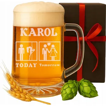 Sklenice S gravírováním hrnek Rozlučka Se Svobodou se svobodou - Pivní Sklenice pro ženicha Dárek svědka