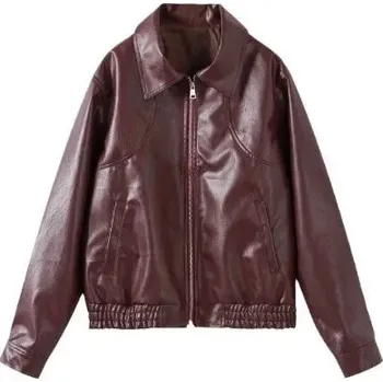 Dámský křivák krátká bunda z umělé kožešiny Velikost: S, Barva (Varianta): Square collar leather coat