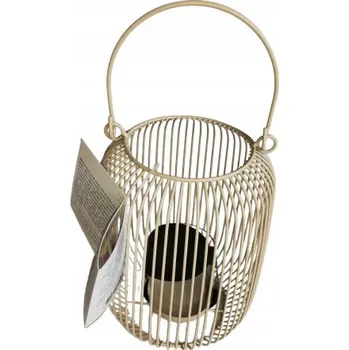 Obraz Velká lucerna na čajové svíčky, 21 cm, kovová, béžová