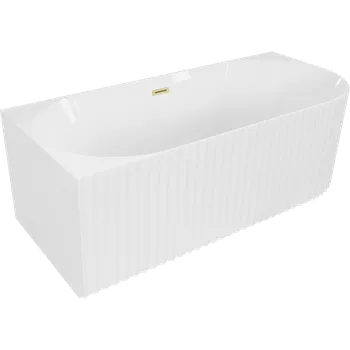 Vana Mexen Gia volně stojící rohová vana rýhovaná levá 170 x 80 cm, bílá lesk, přepad zlatý kartáčovaný - 52701708000L-55 Volně stojící vany
