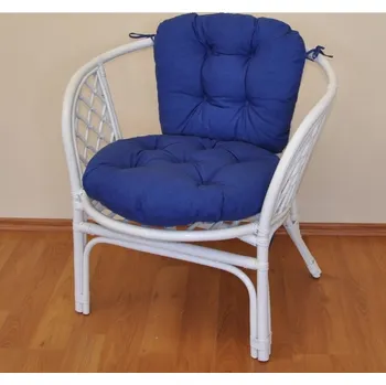 Axin Trading s.r.o. Ratanové křeslo Bahama bílé polstr tmavě modrý melír