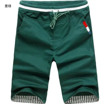 Pánské kraťasy Pánské bavlněné kraťasy na léto s kapsami Barva: Tmavě Zelená, Velikost: XL