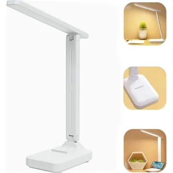 Lampička LED Stolní Lampa Bezdrátová Akumulátorová Bílá USB pro Psací Stůl Školní