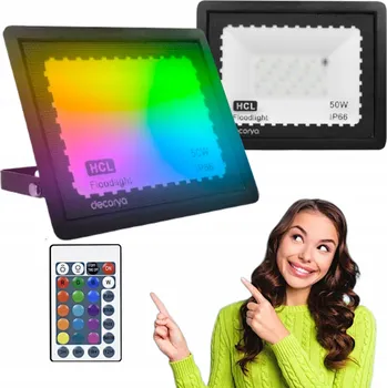 Barevný LED halogenový reflektor RGB voděodolný IP65 50W dálkový ovladač