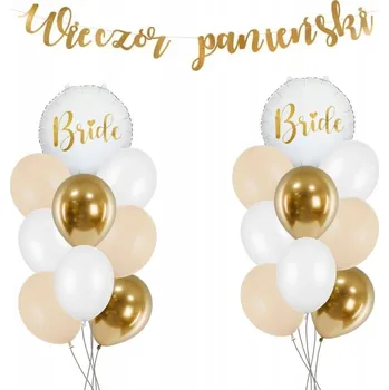 Party dekorace Sada dekorací na rozlučka se svobodou – balónky, banner, bílo zlatý