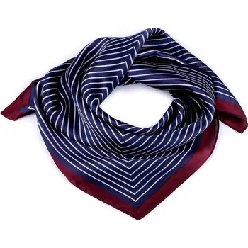 Šátek Saténový šátek s jemným proužkem 70x70 cm - 3 modrá tmavá