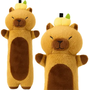 plyšák LEAN Toys Plyšová Kapibara Maskotka S Ovocem Podlouhlý Polštář Váleček Hnědý 65cm