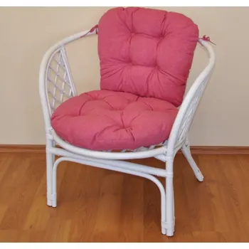 Axin Trading s.r.o. Ratanové křeslo Bahama bílé polstr malinový melír