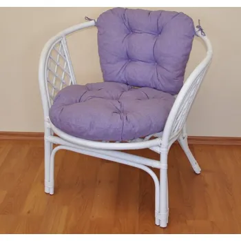 Axin Trading s.r.o. Ratanové křeslo Bahama bílé polstr fialový melír