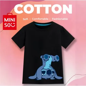 Dívčí tričko Dětské bavlněné tričko s potiskem Lilo & Stitch - různé barvy (vzor DNS 11) Barva: černá (DSN-11), Velikost: 100