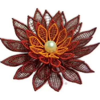 umělá květina Vyšívaná dekorace květ leknín hnědá 11cm