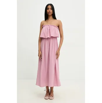 Dámské šaty Bavlněné šaty Answear.LAB růžová barva, midi 8870.p.flk 30X, vel. M