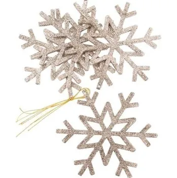 Vánoční dekorace Závěsná vločka - zlatá 4 ks