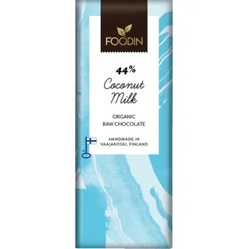 Čokoláda Foodin Raw vegan čokoláda s kokosovým mlékem 44%, bio, bez přidaného cukru 40g