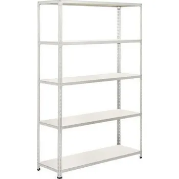 Dílenský regál Kovový regál Rapid 2, 198 x 122 x 36,5 cm, 200 kg/police, 5 laminovaných polic, pozink