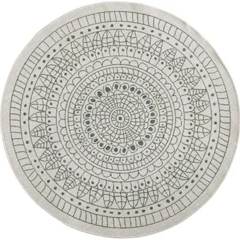 Hans Home Kusový koberec Twin-Wendeteppiche 103103 creme grün kruh – na ven i na doma - 100x100 (průměr) kruh