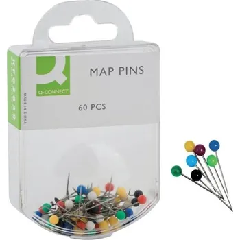 Nástroj na niť a příze Špendlíky Q-Connect s barevnou hlavičkou, 60 ks