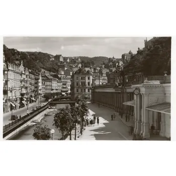 Stará Pohlednice Karlovy Vary 1948, Mlýnská kolonáda (Černobílá fotopohlednice)