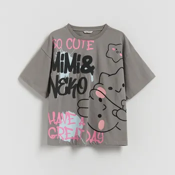 Reserved - Tričko Mimi & Neko - tmavě šedá - 544FT-90X - 544FT-90X-146