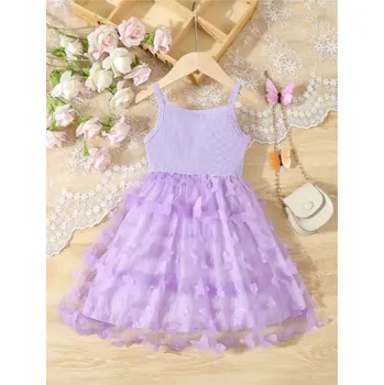 Dívčí oblečení Rozkošné dívčí letní šatičky s motýlky (vel. 9 měsíců - 6 let) Barva: Fialová, Velikost: 4-5 let