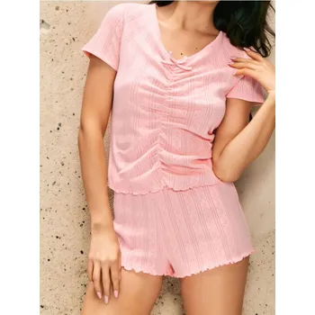 Dámské tričko Sinsay - Dvoudílná pyžamová souprava - fialová - 257EP-40X - 257EP-40X-XS