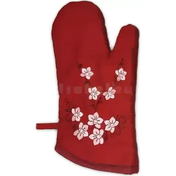 Chňapka Kuchyňská chňapka s výšivkou orchidej červená Levá ruka 27-1