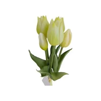 umělá květina Tulipán svazek krémovozelený, 5 ks 1025056-40