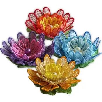 umělá květina Vyšívaný květ žlutá