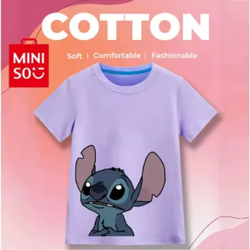 Dětské bavlněné tričko s potiskem Lilo & Stitch - různé barvy (vzor DNS 12) Barva: fialová (DSN-12), Velikost: 100