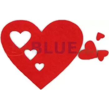 Party dekorace Srdíčko z plsti červené 01 1ks 79x67x3 mm