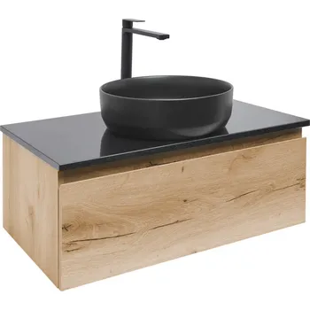 Koupelnový nábytek SAT Koupelnová skříňka s umyvadlem a žulovou krycí deskou SAT B-Way 79x30x45 cm dub BWAY80OAKZUB BWAY80OAKZUB