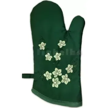Chňapka Kuchyňská chňapka s výšivkou orchidej zelená Levá ruka 27-1
