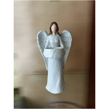 Vánoční dekorace Bílý anděl na svíčku (Soška anděla strážného)