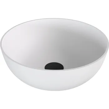 Polysan BANERA ROUND umyvadlo na desku, litý mramor, průměr 39cm, bílá mat, 14337MAT
