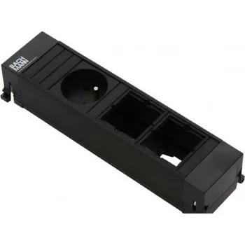 vypínač a zásuvka BACHMANN Zásuvková jednotka POWER FRAME 2x uživ. modul, 1x 230V profil plast černý 916.063