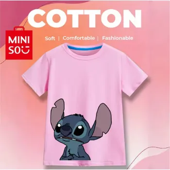 Dětské bavlněné tričko s potiskem Lilo & Stitch - různé barvy (vzor DNS 12) Barva: růžová (DSN-12), Velikost: 130