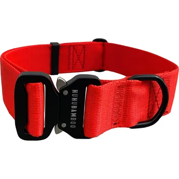 Obojek pro psa HUHUBAMBOO obojek JEDNOBAREVNÝ popruhový 4x43-74cm, červený
