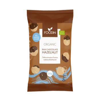 Foodin lískové oříšky v raw čokoládě vegan bio bez přidaného cukru 50 g