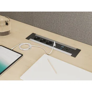 Elektrická zásuvka IBConnect Vestavná zásuvka INTRO hliník/antracit - různé konfigurace Konfigurace elektrozásuvky: 4x230V