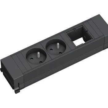 vypínač a zásuvka BACHMANN Zásuvková jednotka POWER FRAME 1x uživ. modul, 2x 230V profil plast černý 916.062