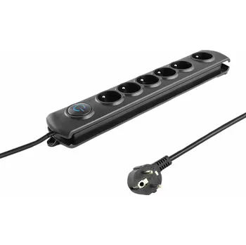 Stavebniny Qoltec Swift proti přepětí 6 zásuvek 1,8 m černá (50111)