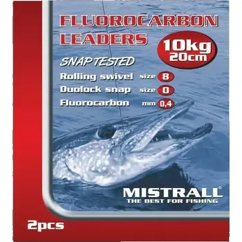 Mistrall fluorokarbonový návazec na dravce 10 kg Velikost 20cm, 2ks/bal