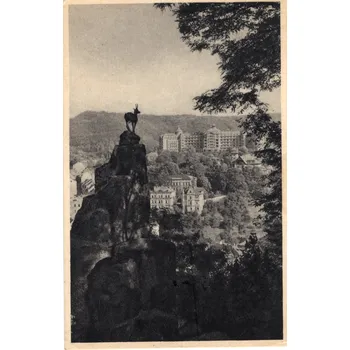 Stará Pohlednice - Karlovy Vary, Jelení skok (Černobílá fotopohlednice)