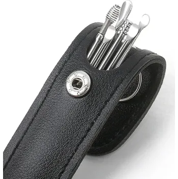 Čistič uší Nerezová sada čističů uší | čistič uší | ušní nástroj 6 ks - černá